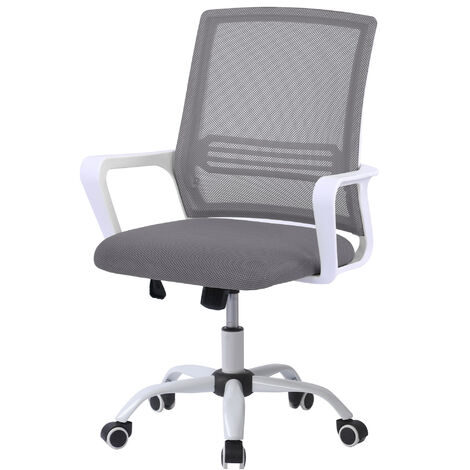 Topdeal Office Chair, Ergonomic Mesh Desk Chair with Tilt Function Adjustable Height, Computer Chair, Grey and White FFYCUK000658