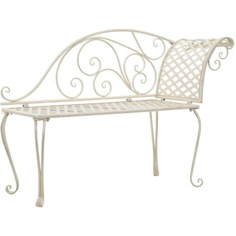 Topdeal Garden Chaise Lounge 128 cm Metal Antique White VDTD29563