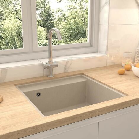 Kitchen Sink with Overflow Hole Beige ...