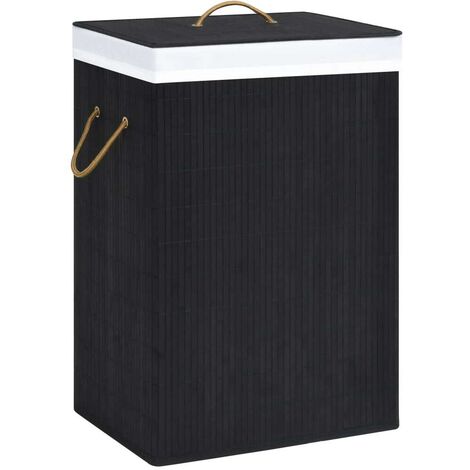 Black wooden top laundry basket