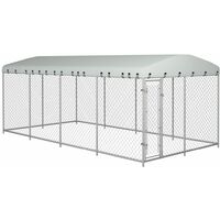 Topdeal Outdoor Dog Kennel with Roof 8x4x2 m VDTD06311
