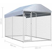 Topdeal Outdoor Dog Kennel with Canopy Top 382x192x235 cm VDTD06396