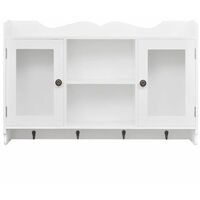 White MDF Wall Cabinet Display Shelf Book/DVD/Glass Storage VDTD09291