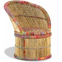 Topdeal Bamboo Chair with Chindi Details VDTD10371