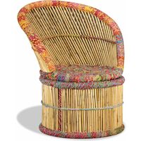 Topdeal Bamboo Chair with Chindi Details VDTD10371