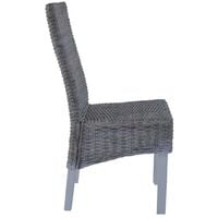 Topdeal Dining Chairs 2 pcs Grey Kubu Rattan and Mango Wood VDTD12580
