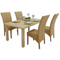 Topdeal Dining Chairs 4 pcs Brown Natural Rattan VDTD17332