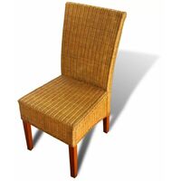 Topdeal Dining Chairs 4 pcs Brown Natural Rattan VDTD17332