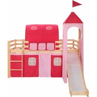 Topdeal Children's Loft Bed Frame with Slide & Ladder Pinewood 97x208 cm VDTD23798