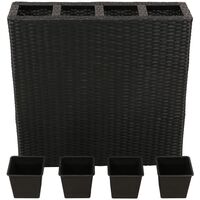 Topdeal Garden Planter with 4 Pots Poly Rattan Black VDTD26348