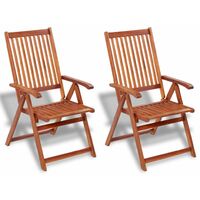 Topdeal Folding Garden Chairs 2 pcs Solid Acacia Wood Brown VDTD26706