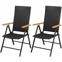 Topdeal Stackable Garden Chairs 2 pcs Poly Rattan Black VDTD27279