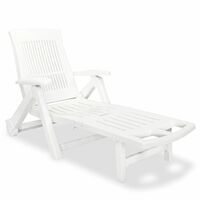 Topdeal Sun Lounger with Footrest Plastic White VDTD27913