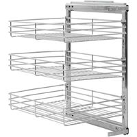 Topdeal 3-Tier Pull-out Kitchen Wire Basket Silver 47x35x56 cm VDTD30788