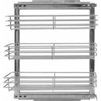 Topdeal 3-Tier Pull-out Kitchen Wire Basket Silver 47x35x56 cm VDTD30788