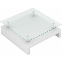 Topdeal Coffee Table with Glass Top White VDTD30957