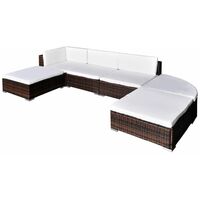 Topdeal 6 Piece Garden Lounge Set with Cushions Poly Rattan Brown VDTD33967