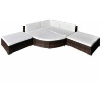 Topdeal 6 Piece Garden Lounge Set with Cushions Poly Rattan Brown VDTD33967