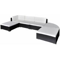Topdeal 6 Piece Garden Lounge Set with Cushions Poly Rattan Black VDTD33968