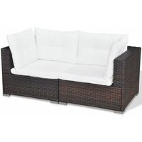 Topdeal 5 Piece Garden Lounge Set with Cushions Poly Rattan Brown VDTD33980