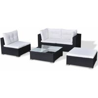 Topdeal 5 Piece Garden Lounge Set with Cushions Poly Rattan Black VDTD33981