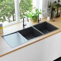 Topdeal Handmade Kitchen Sink with Strainer Black Stainless Steel FF145087_UK