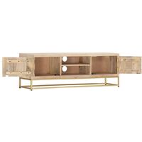 Topdeal TV Cabinet Gold 120x30x40 cm Solid Mango Wood FF286499_UK