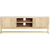 Topdeal TV Cabinet Gold 120x30x40 cm Solid Mango Wood FF286499_UK