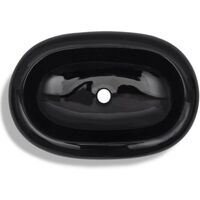 Ceramic Bathroom Sink Basin Black Oval VDTD04198