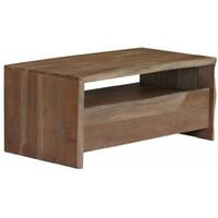 Topdeal Coffee Table Solid Acacia Wood Live Edges 90x50x40 cm Grey VDTD12064