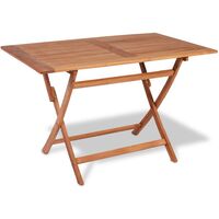 Topdeal Folding Garden Table 120x70x75 cm Solid Teak Wood VDTD28870