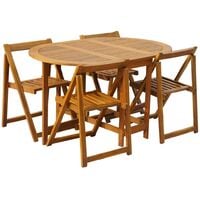 Topdeal 5 Piece Folding Outdoor Dining Set Solid Acacia Wood VDTD29724