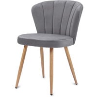 Topdeal Dining Chair Velvet Fabric Armchair Shell Gray 2 pcs FFYCUK000203