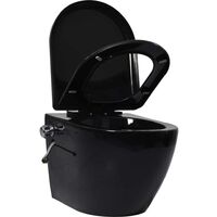 Topdeal Wall Hung Rimless Toilet with Concealed Cistern Ceramic Black FF3055349_UK