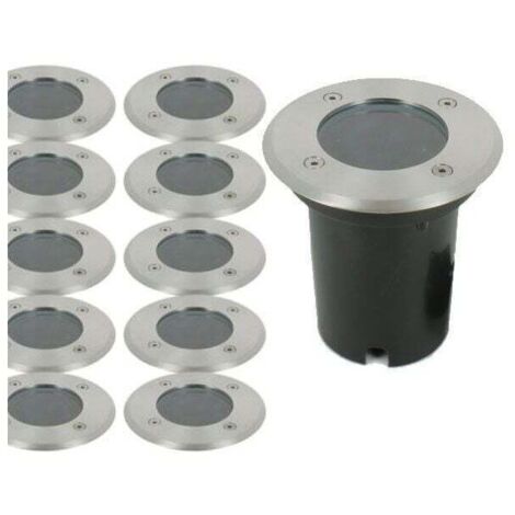 Juego de 10 focos empotrables de suelo CANYON INOX 304 GU10 IP67