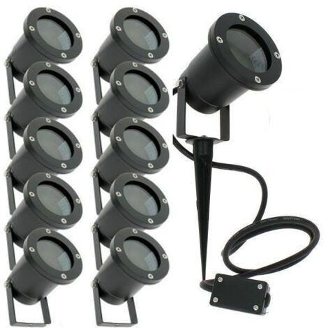 Juego de 10 focos de estaca para exteriores para iluminación de jardín LED GU10
