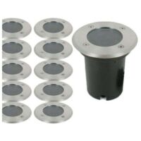 Juego de 10 focos empotrables de suelo CANYON INOX 304 GU10 IP67