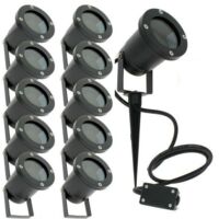 Juego de 10 focos de estaca para exteriores para iluminación de jardín LED GU10