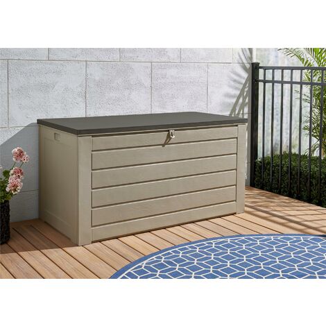 COSCO Outdoor Extra Large Deck Storage Garden Box Tan Brown