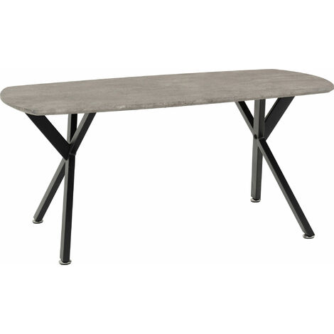Seconique Athens Oval Living Room Coffee Table Concrete Effect & Black