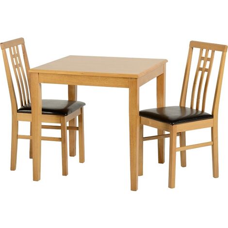 Seconique Vienna 2 Seater Compact Dining Set Medium Oak & Brown Faux Leather