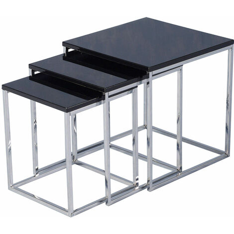 Seconique Charisma Nest of Tables Black Gloss with Chrome Legs