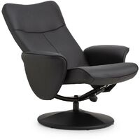Malinda Black Faux Leather Swivel Recliner Chair & Stool Set