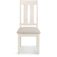Leonora Ivory White Dining Room Chair Beige Fabric Upholstered Padded Seat - Set Of 2