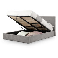 Mariah Grey Velvet High Headboard Lift-Up Storage Bed 5ft Kingsize 150 x 200