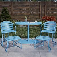 COSCO Outdoor INTELLIFIT 5 Piece Folding Bistro Patio Dining Set Turquoise Blue