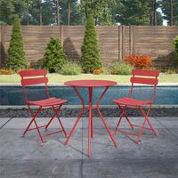 COSCO 3 Piece Bistro Set Outdoor Patio Garden Dining Table & Chairs Red
