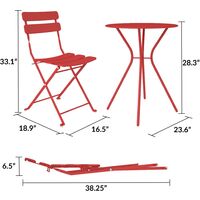 COSCO 3 Piece Bistro Set Outdoor Patio Garden Dining Table & Chairs Red