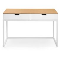 Millie Home Office Computer Study Desk 2 Drawers White & Oak