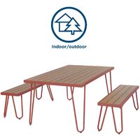 Novogratz Paulette Poolside Outdoor Garden Patio Table and Bench Set - RED
